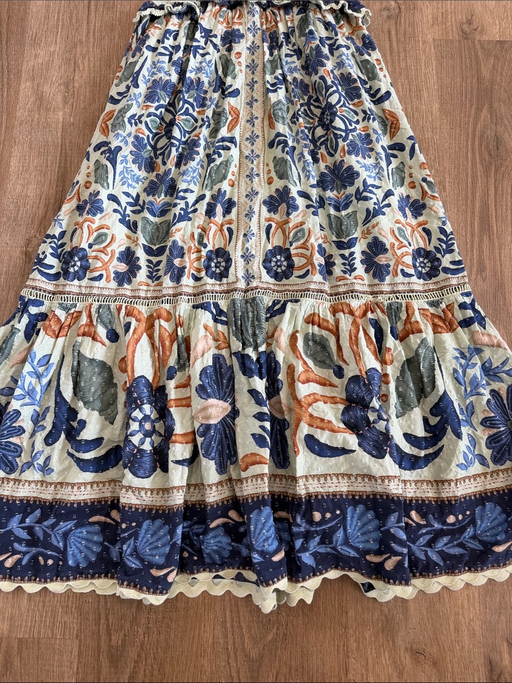 FARM Rio Ocean Tapestry Dress Embroidered Floral Mint Maxi - Picture 7 of 16